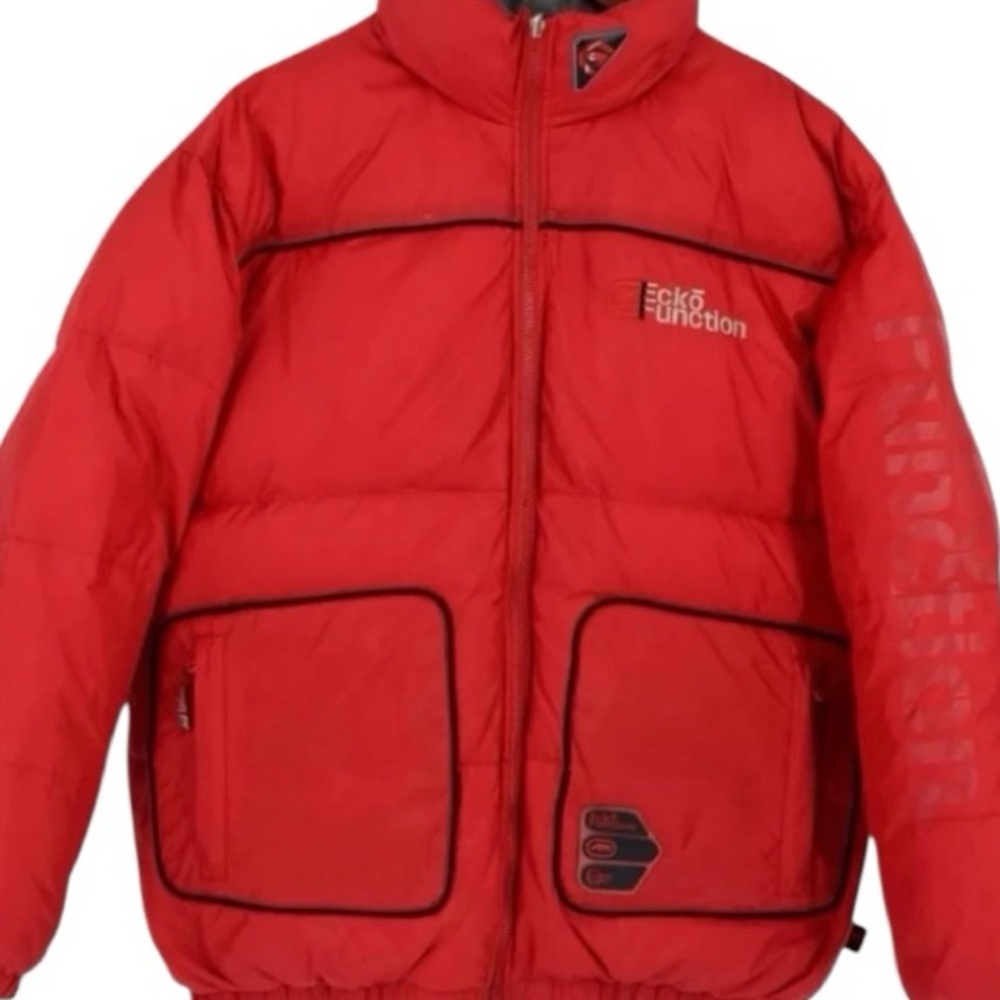 Vtg Ecko Function Reversible Red Silver Puffer Ja… - image 2